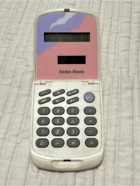 RadioShack Pink & Lavender Clamshell Calculator VINTAGE